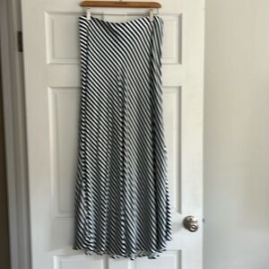 Blue and white striped maxi skirt